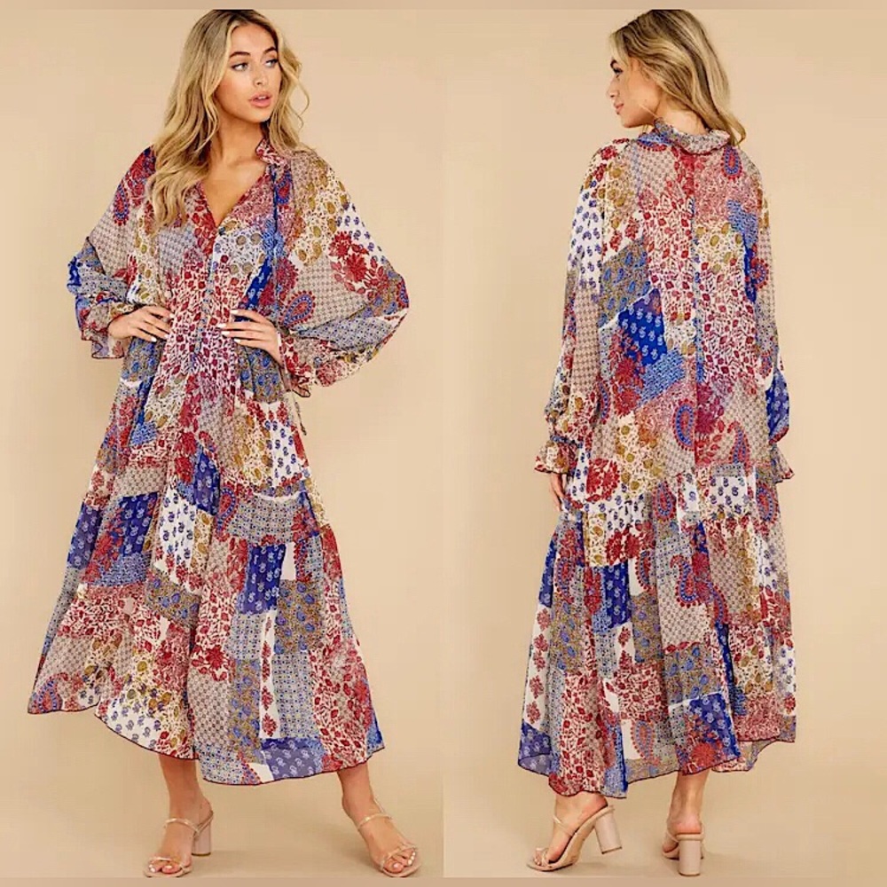 Red Dress Boutique Multi-Color Floral Patchwork Maxi Dress